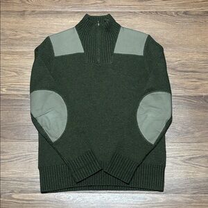 Patagonia Olive Green Half Zip Sweater Elbow Patch Mens M Pullover